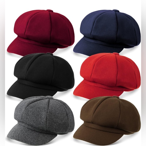 Raych boutique Accessories - 6 Pcs Newsboy Cap Warm Wool Visor Beret Hats Soft Vintage Baker Boy Hat